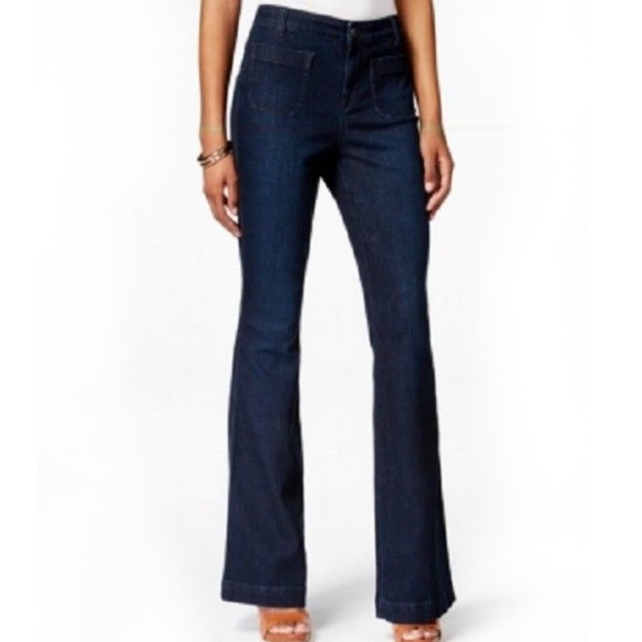 Flare Leg High Rise Jeans Stretch 
